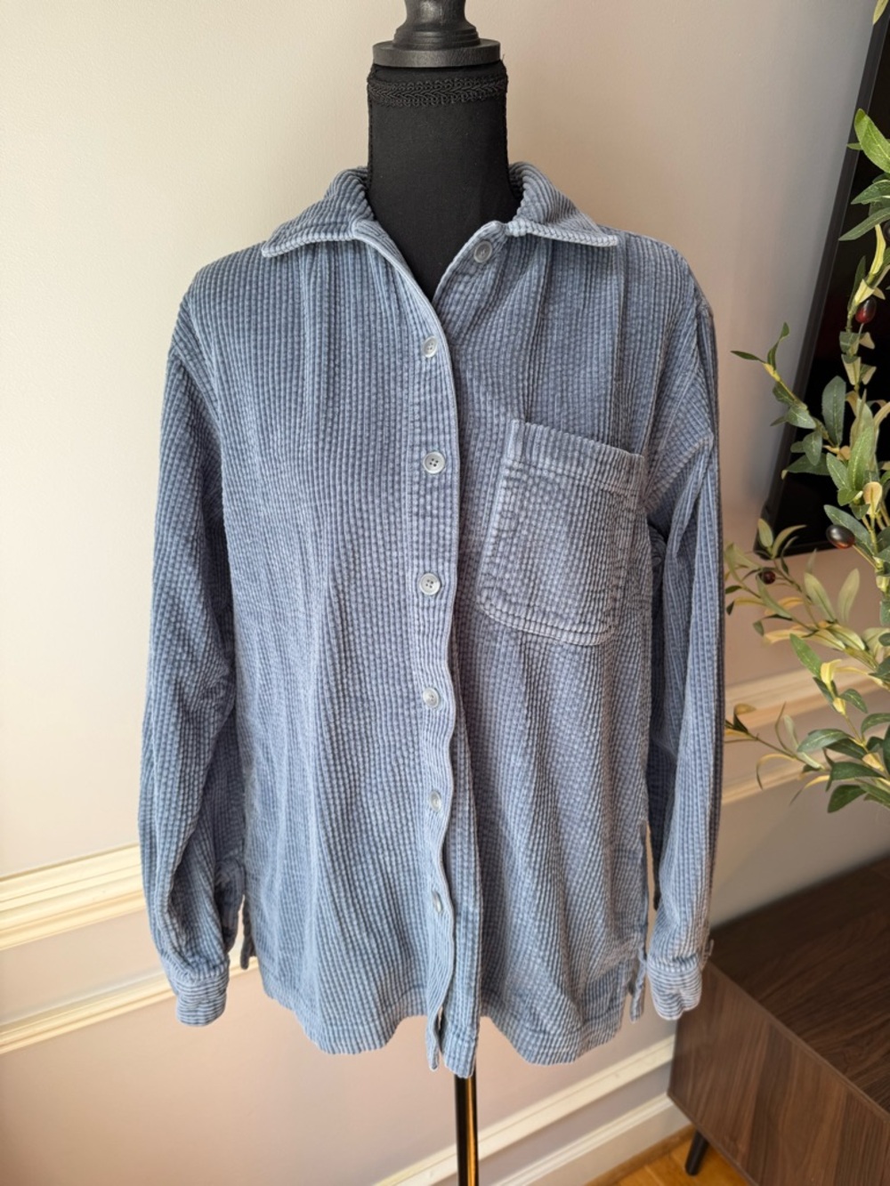 L.L.Bean Corduroy Shirt Jacket Blue Button Down Shacket Small